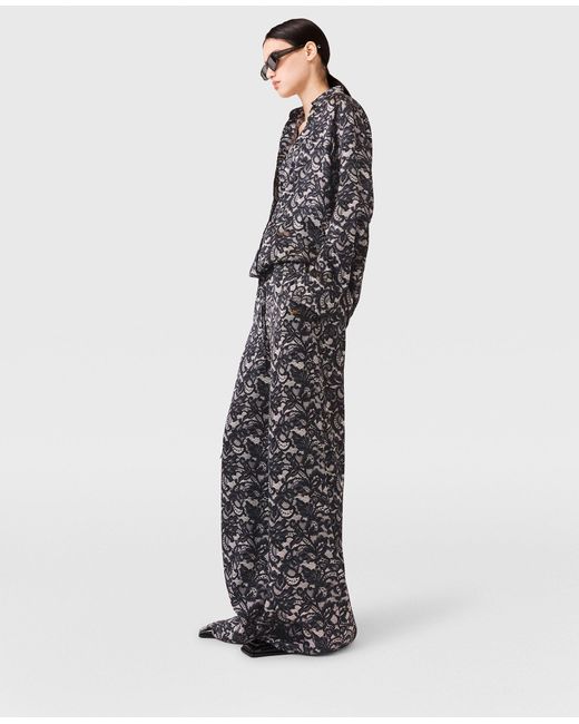 Stella McCartney Gray Lace Print Oversized Drawstring Trousers