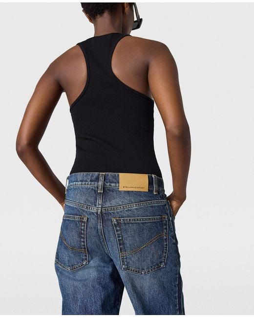 Stella McCartney Blue Waistband Panelled Straight Jeans