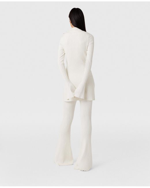 Stella McCartney White Ribbed Mid-rise Flared Trousers