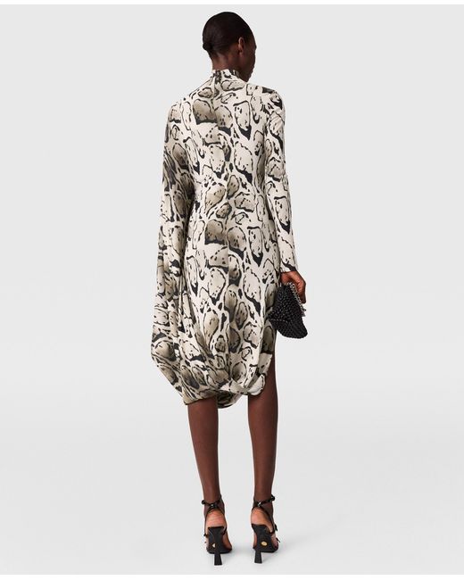 Stella McCartney White Cloud Leopard Print Draped Midi Dress