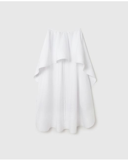 Stella McCartney White Cotton Poplin Asymmetric Frill Skirt