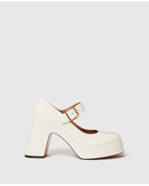 Stella McCartney White Patent Heeled Mary Janes