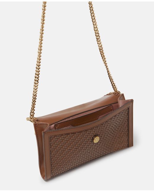 Stella McCartney Brown Falabella Woven Wallet Crossbody Bag, , Tan