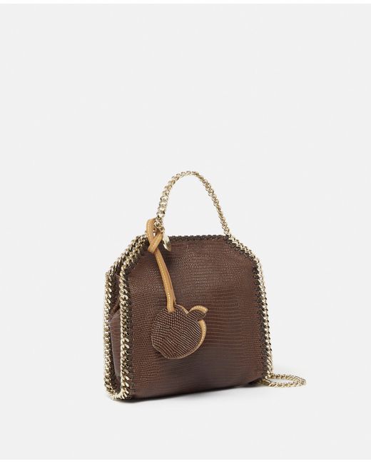 Stella McCartney Brown Falabella Scale-Embossed Tiny Tote Bag, , Chocolate