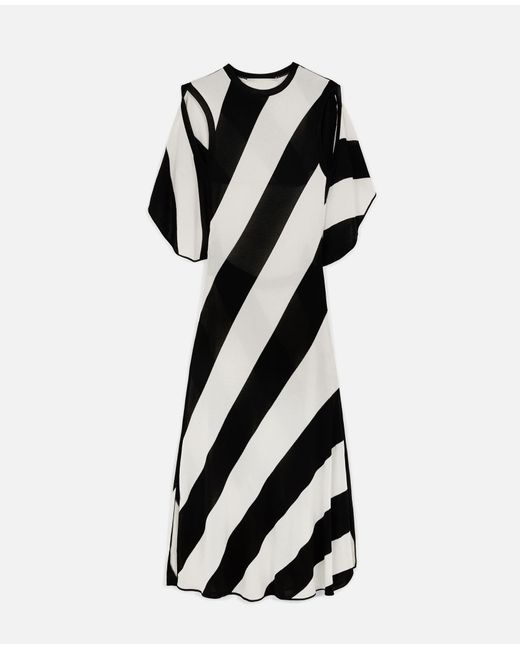 Stella McCartney Black Net Sustain Striped Stretch-knit Midi Dress
