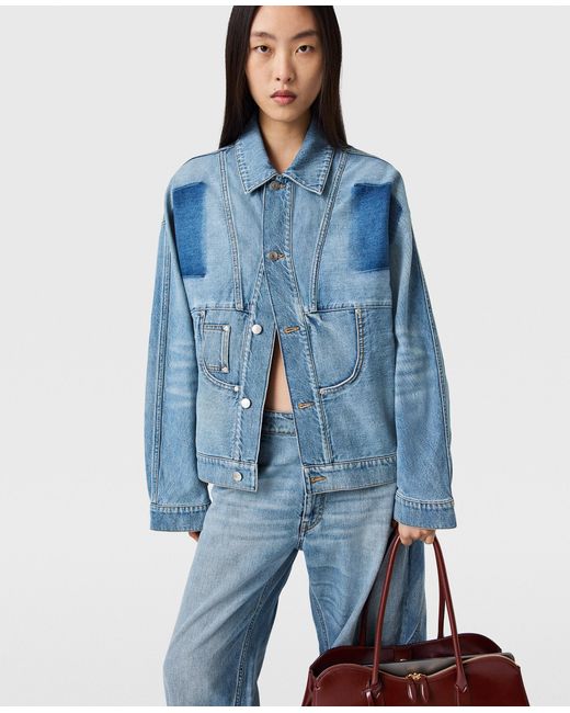 Stella McCartney Blue Pure. Tech Deconstructed Denim Jacket