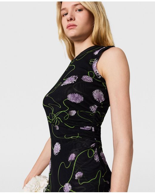 Stella McCartney Black Mesh Twisted Floral Dress