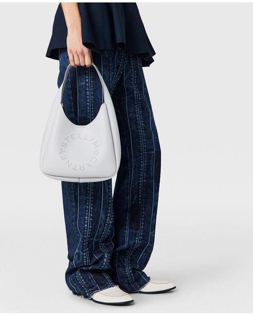 Stella McCartney White Logo Small Hobo Bag