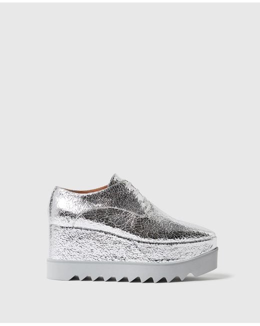 Stella McCartney White Elyse Metallic Crackled Platform Shoes