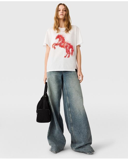 Stella McCartney White Airbrushed Horse Graphic T-Shirt