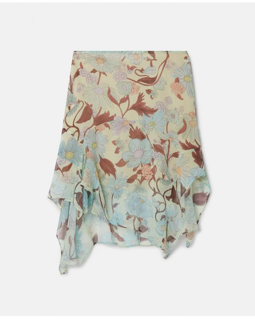 Stella McCartney White Lady Garden Print Silk Chiffon Skirt