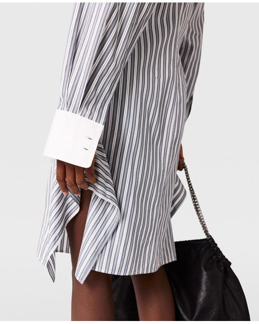 Stella McCartney Gray Long-sleeve Pinstripe Shirt Dress