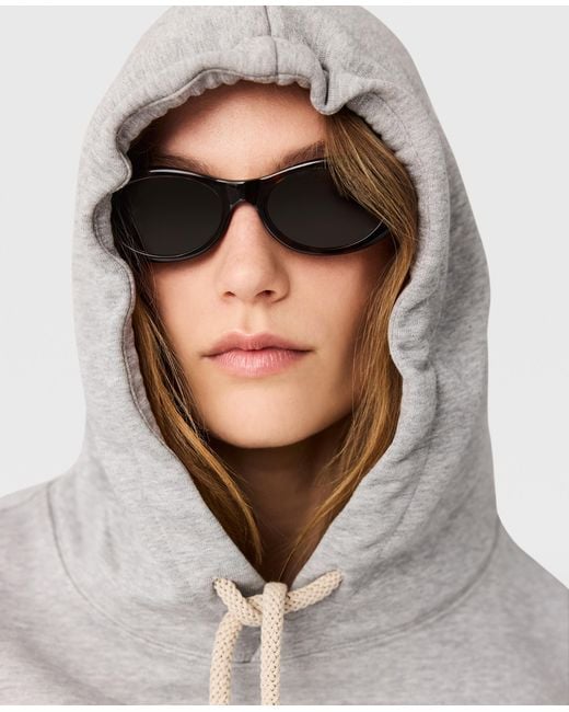 Stella McCartney Gray Logo-Embroidered Cropped Hoodie