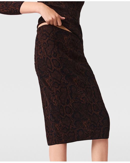 Stella McCartney White Snake Print Knit Midi Skirt