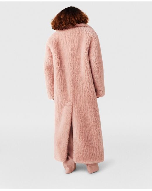 Stella McCartney Pink Oversized Plush Teddy Long Coat, , Dusty