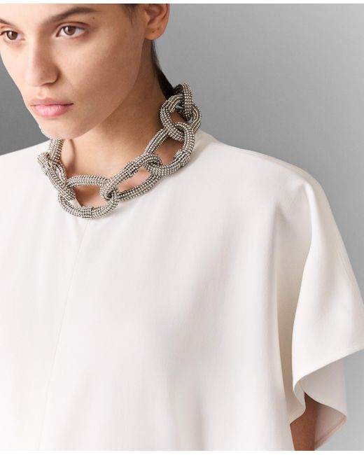 Stella McCartney White Lead-free Crystal Chain Cap-sleeve Jumpsuit