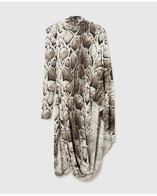 Stella McCartney White Cloud Leopard Print Draped Midi Dress