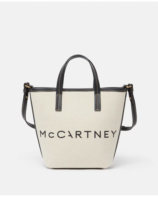 Stella McCartney White Logo Canvas Crossbody Tote Bag