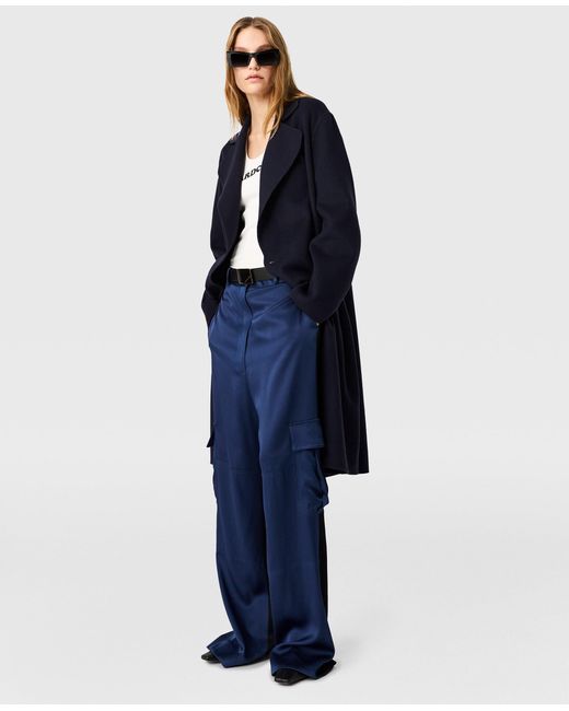 Stella McCartney Blue Oversized Satin Cargo Trousers