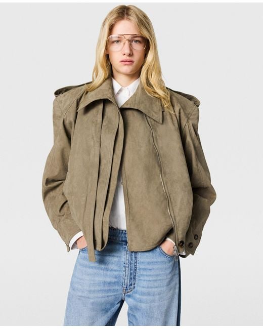 Stella McCartney Green Suede-effect Double-layer Jacket