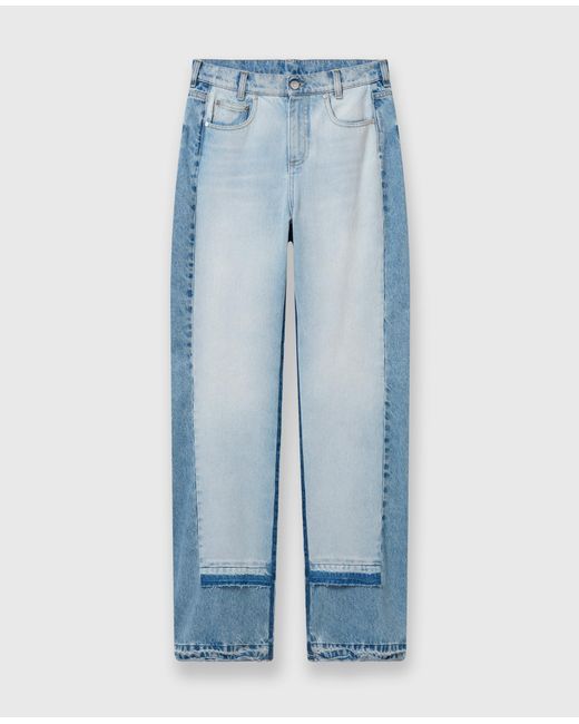 Stella McCartney Blue Contrast Panel Straight Leg Jeans