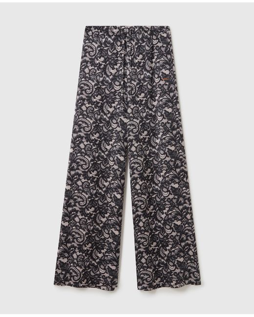 Stella McCartney Gray Lace Print Oversized Drawstring Trousers