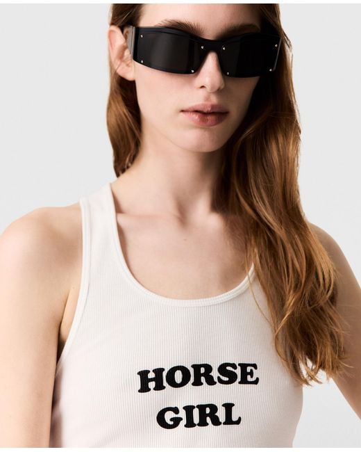 Stella McCartney White Horse Girl Cotton Tank Top
