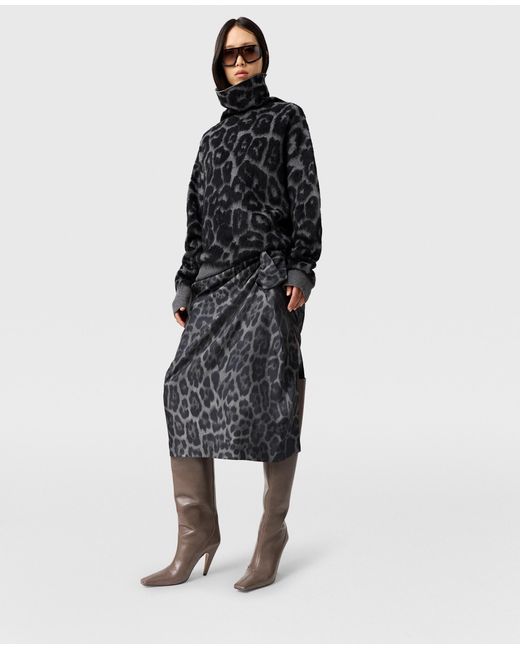 Stella McCartney Black Leopard Jacquard Turtleneck Sweater