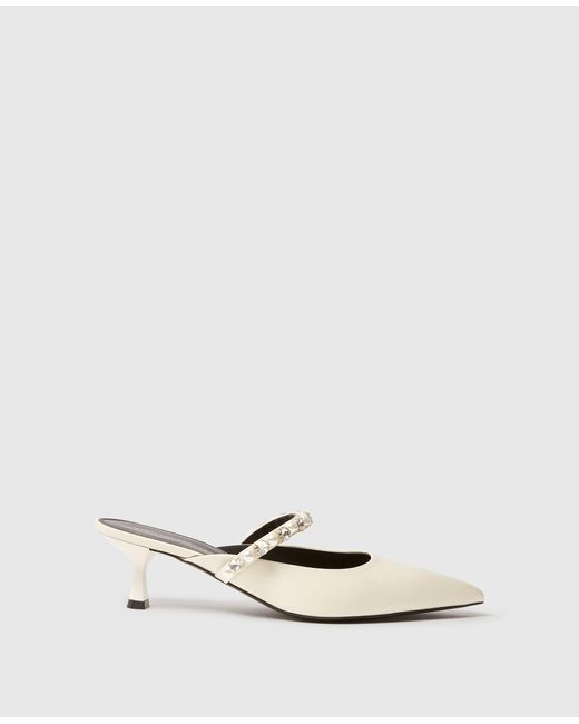 Stella McCartney White Elsa Pearl-embellished Kitten Heels