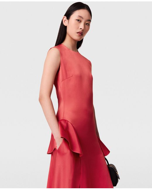 Stella McCartney Red Draped Satin Midi Dress