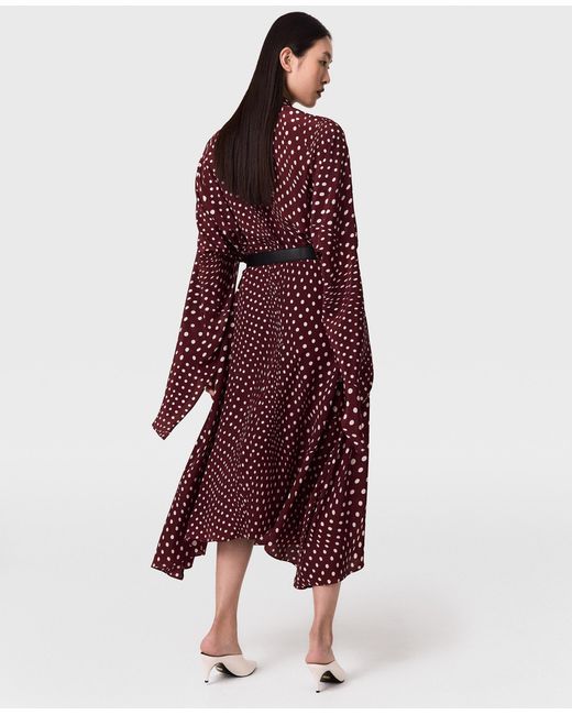 Stella McCartney Purple Tie-Neck Polka Dot Silk Dress