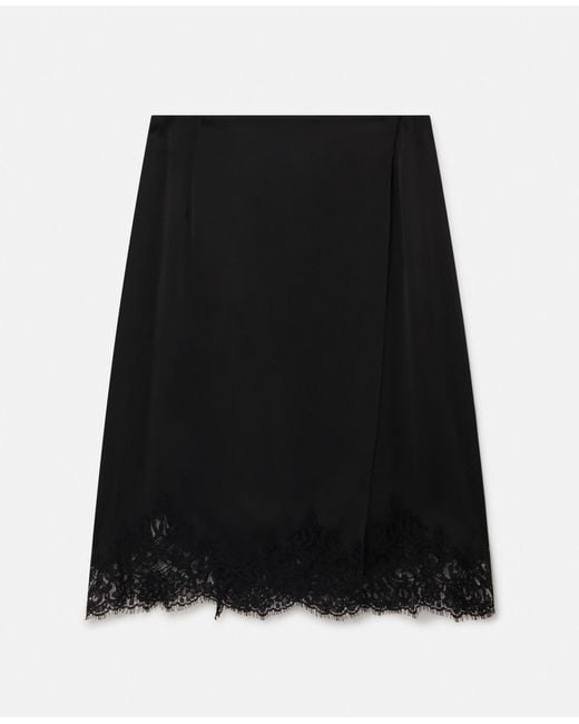 Stella McCartney Black Lace Satin Midi Skirt