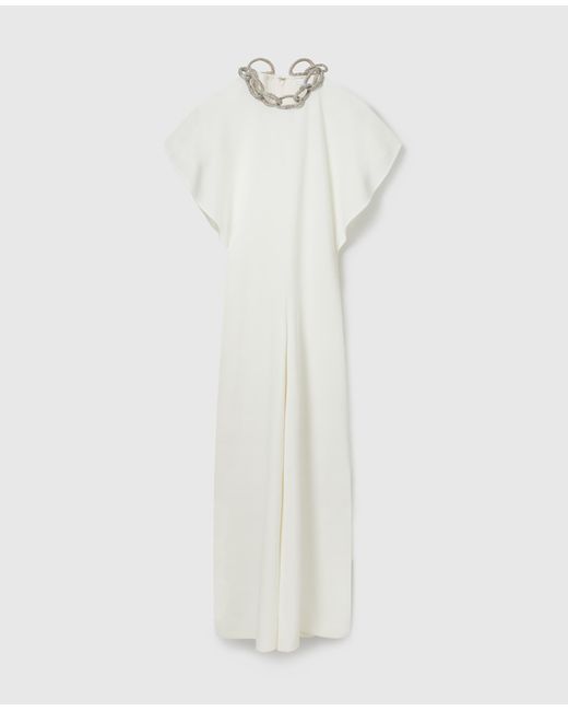 Stella McCartney White Lead-free Crystal Chain Cap-sleeve Jumpsuit