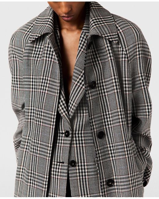 Stella McCartney Gray Checked Belted Wool Coat