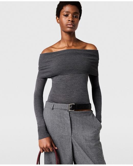 Stella McCartney Black Off-shoulder Long-sleeve Jumper