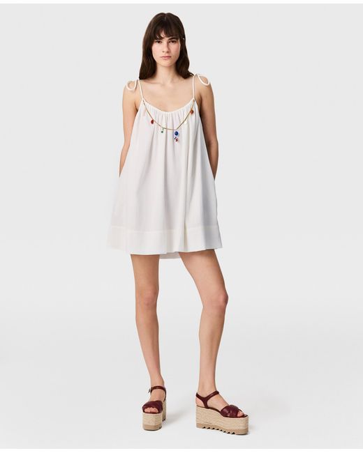 Stella McCartney White Bead-Embellished Mini Dress