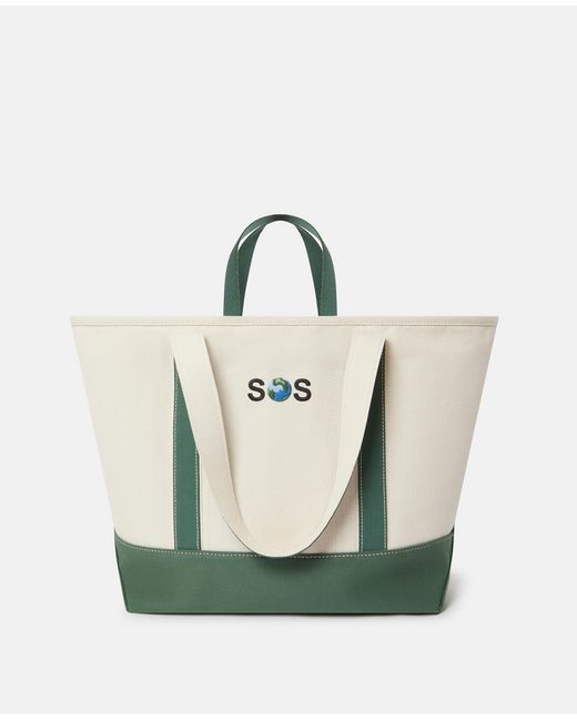 Stella McCartney Green Sos Embroidered Large Tote Bag