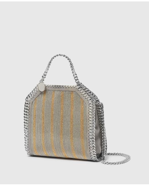 Stella McCartney Gray Limited-edition Falabella Metallic Chain-embroidered Tiny Tote Bag