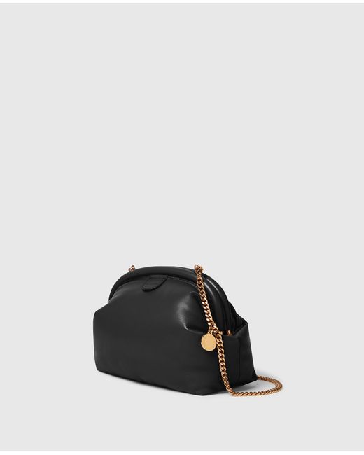 Stella McCartney Black Falabella Padded Soft Clutch With Chain