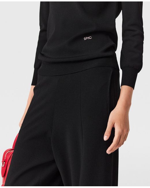 Stella McCartney Black Compact Knit Straight-leg Trousers
