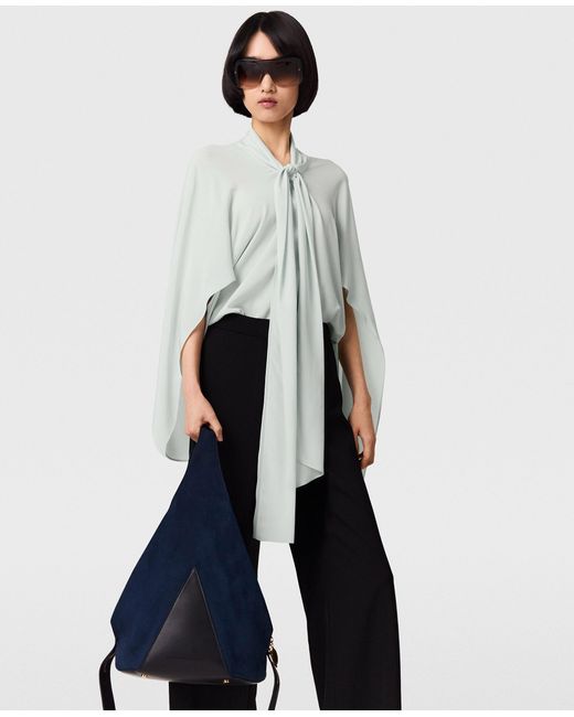 Stella McCartney Blue Tie-neck Silk Shirt