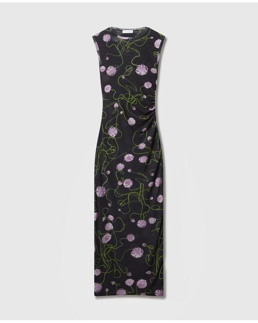 Stella McCartney Black Mesh Twisted Floral Dress