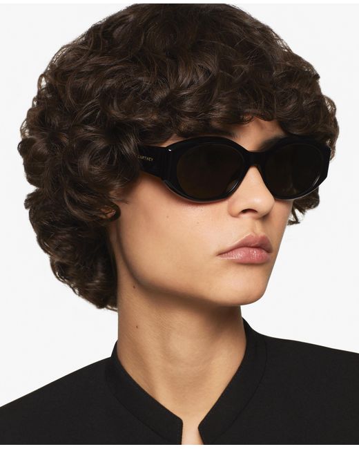 Stella McCartney Black Falabella Oval Sunglasses