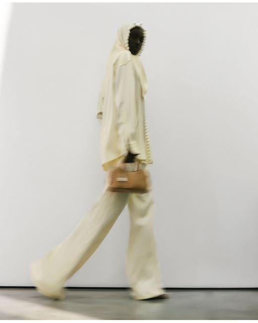 Stella McCartney Natural Oversized Drawstring Satin Trousers