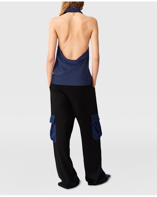 Stella McCartney Blue Oversized Satin Cargo Trousers