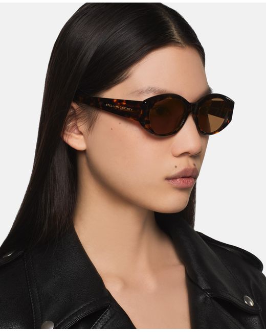 Stella McCartney Black Falabella Oval Sunglasses