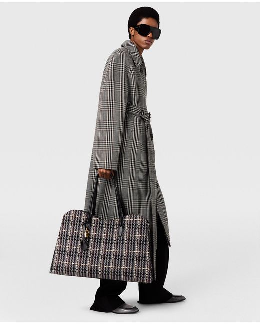 Stella McCartney Gray Checked Belted Wool Coat