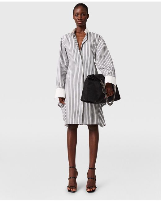 Stella McCartney Gray Long-sleeve Pinstripe Shirt Dress