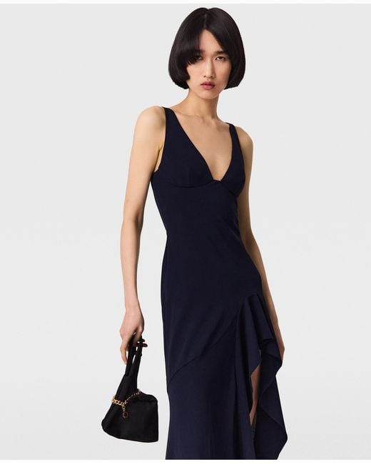 Stella McCartney Blue Frill Slit Evening Gown