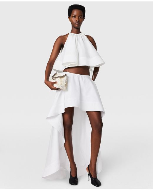 Stella McCartney White Poplin Sleeveless Frill Top